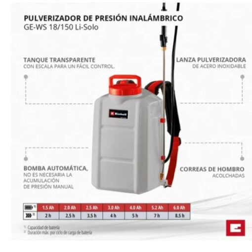 PULVERIZADOR EINHELL 18V GE-WS 18/150 LI 15LTS EXPERT (SIN BATERIA NI CARGADOR) !!!